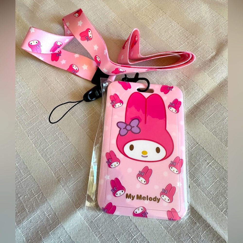 MY MELODY LANYARD WITH ID CARD HOLDER NWT